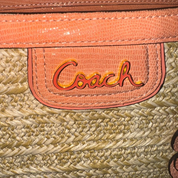 Coach Tan and Pink Woven Tote Bag - Picture 2 of 8